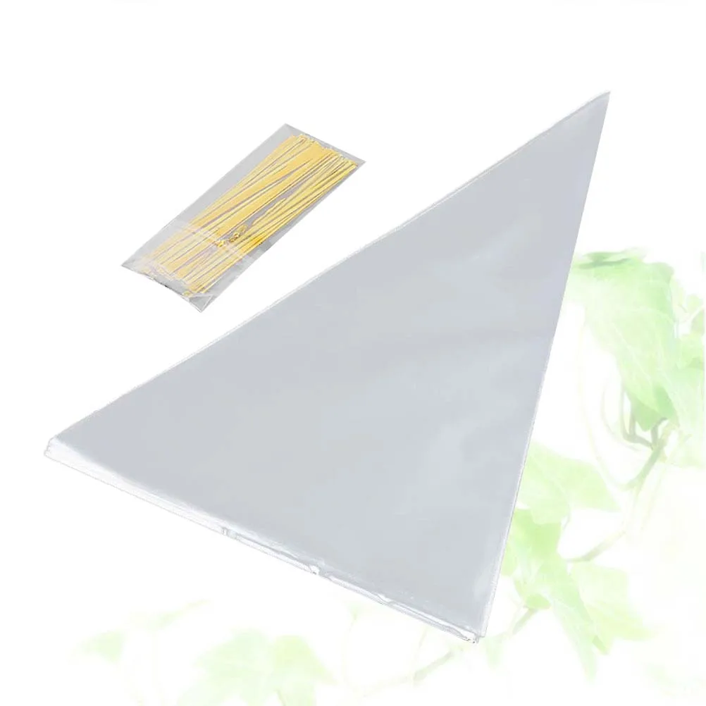

100 pcs Triangle Plastic Transparent Opp Cellophane Treat Bags With Ties 16X30Cm Food Storage Packaging For Popcorn Candy Cake