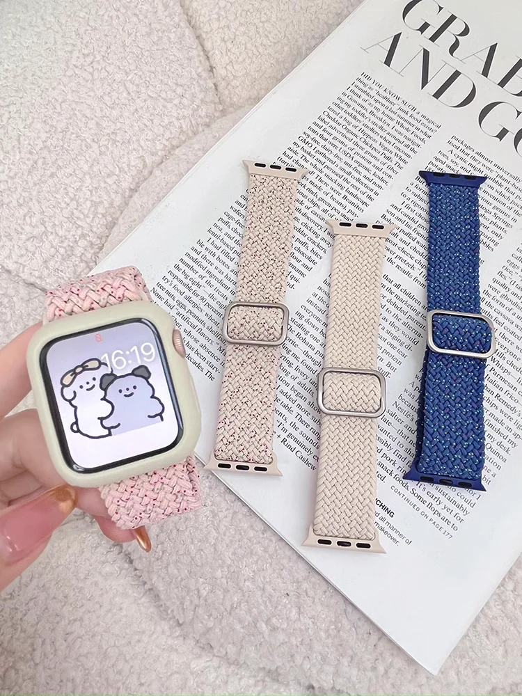 Strap for Apple Watch band 44mm 45mm 40mm 41mm 42mm Ultra 2 49mm Braided solo loop bracelet correa iWatch Series 9 8 7 6 5 4 SE