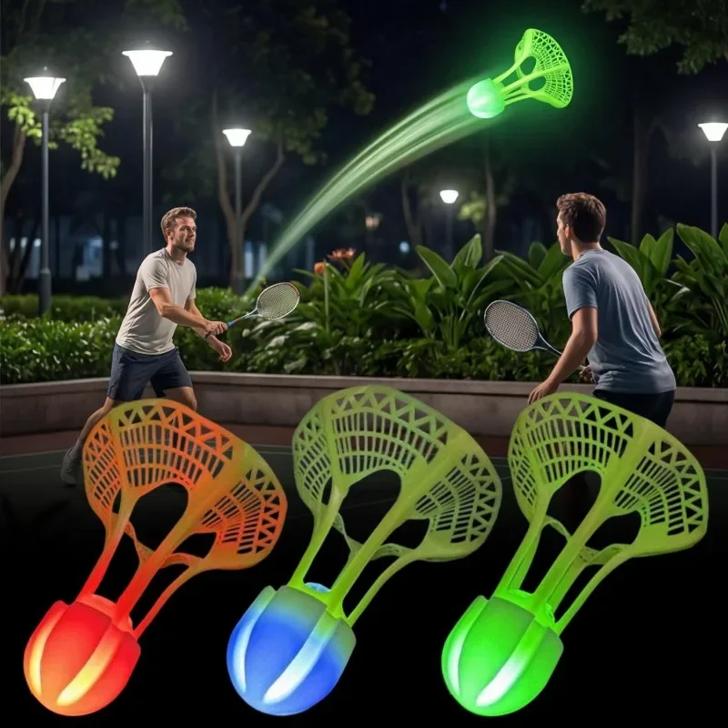 LED Glow in The Dark Badminton Shuttlecocks Windproof Light Up Birdies Outdoor Night Training Sport Practice Badminton Balls