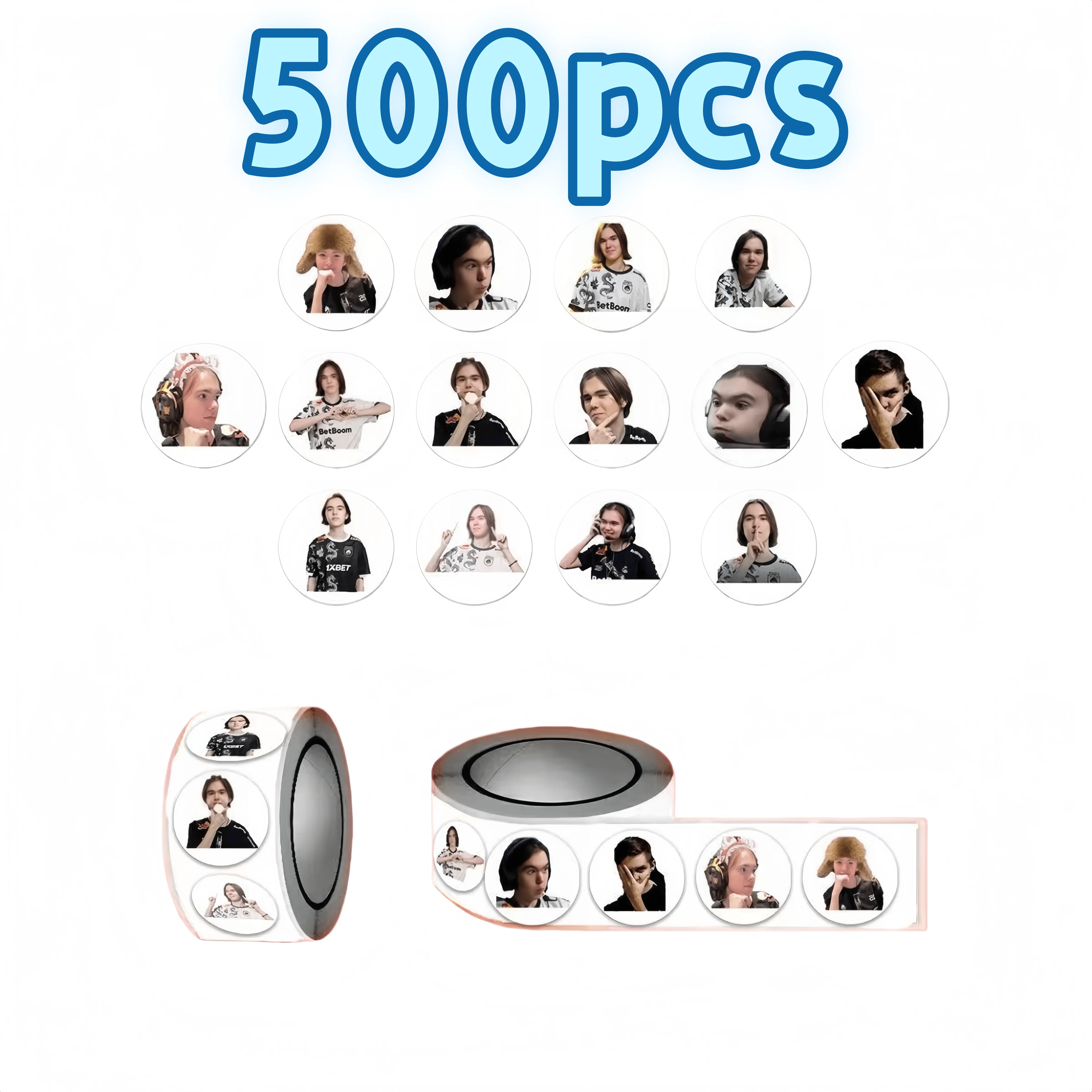 

500 шт., рулон наклеек Donk Pro Player Emoji, различные наклейки позы для декора, DIY и подарков