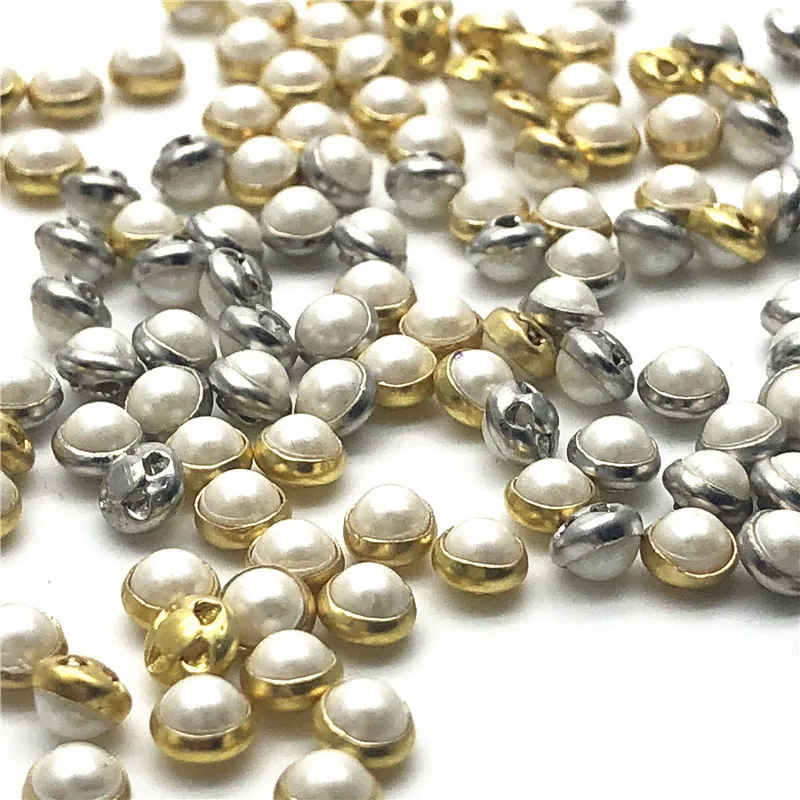 4MM 5MM 6MM 7MM 8MM 9MM 10MM Round Pearl Covered Button For Clothing DIY Sewing Shirt Doll Dress Cooper Acrylic Button