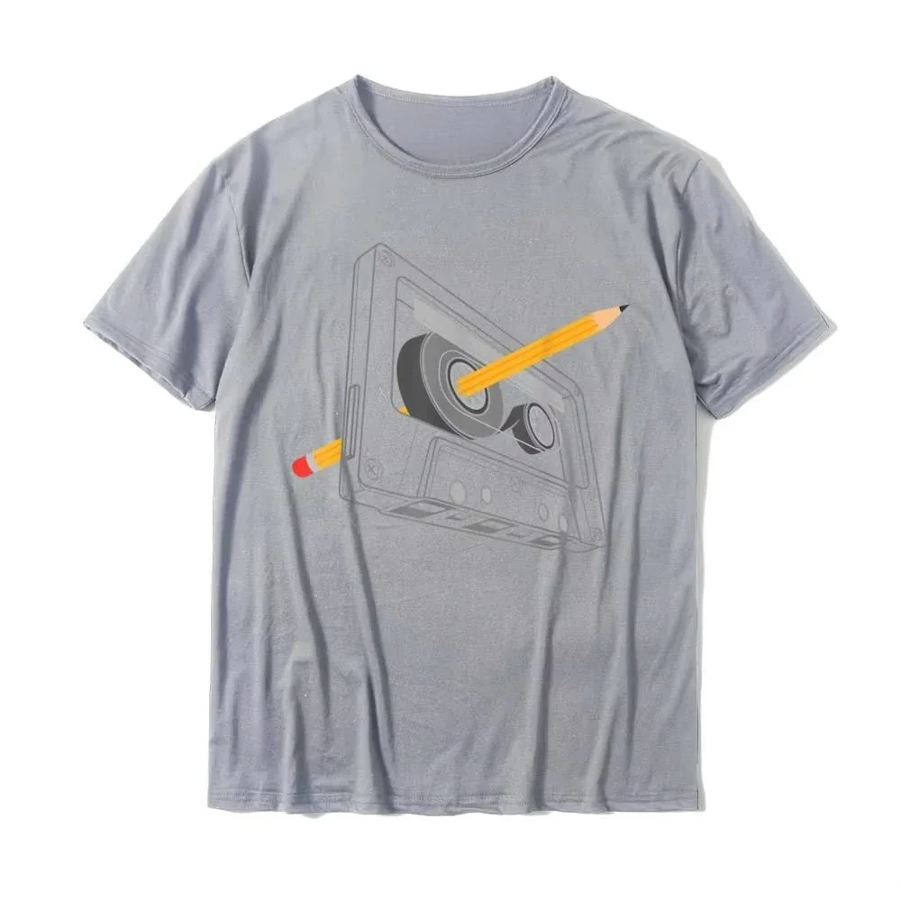 Vintage Rewind Funny 80s 90s Cassette Pencil Gift Men Women T-Shirt Fashionable Tshirts Popular Mens Tops Shirts Printing