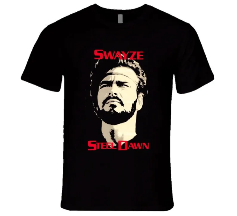 เสื้อยืดลายภาพยนตร์แอ็คชั่นย้อนยุคของ Steel Dawn swayze 80