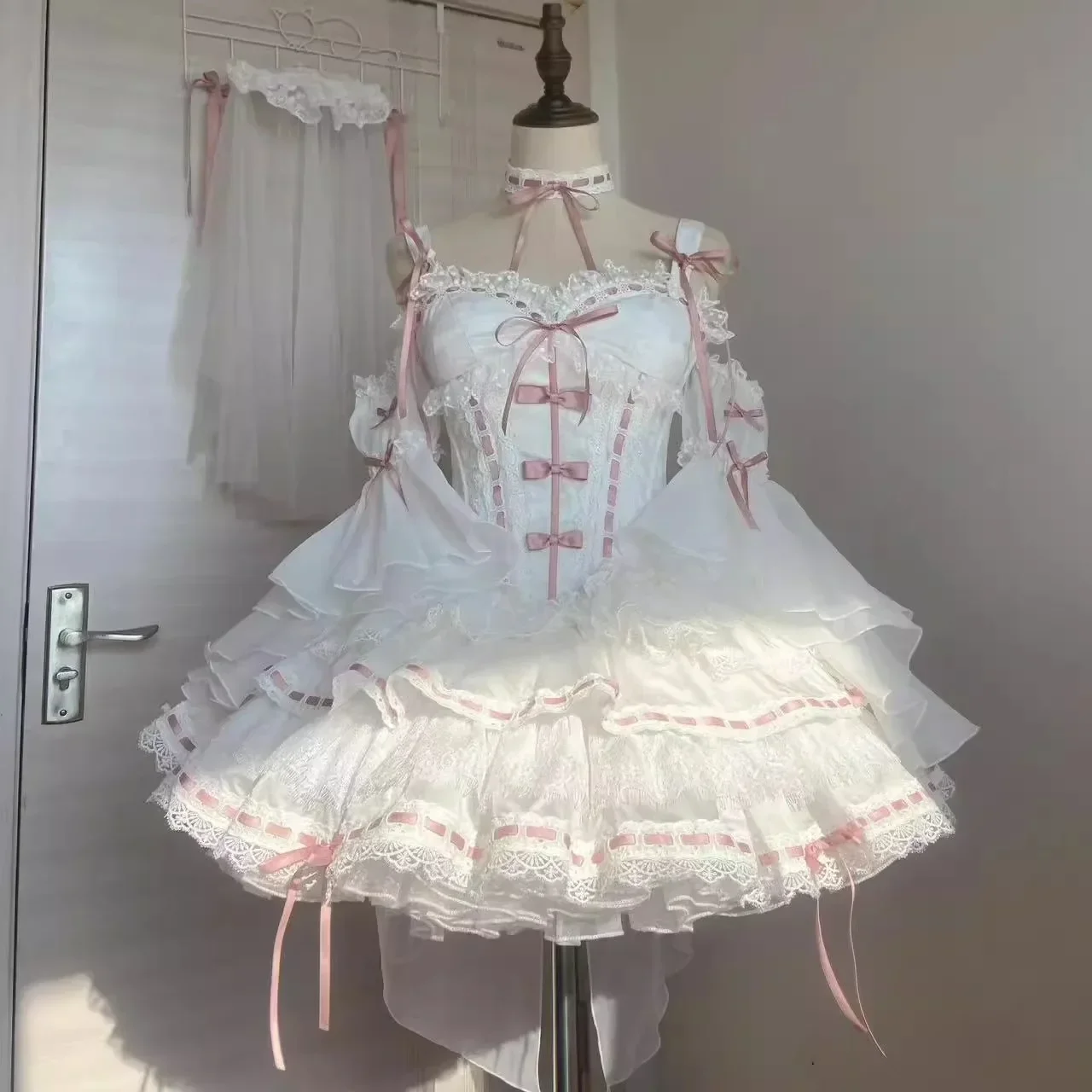 حار الأصلي لوليتا فستان الأميرة 2025 الربيع والخريف جديد الحلو ولطيف القوس اليومية الدانتيل الربط النساء فساتين الحفلات القصيرة #2