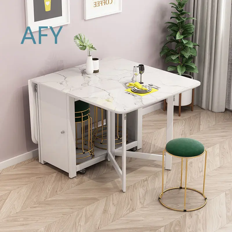 fLE folding dining table and chair set for small spaces portable multifunctional rectangular home dining table for apartment