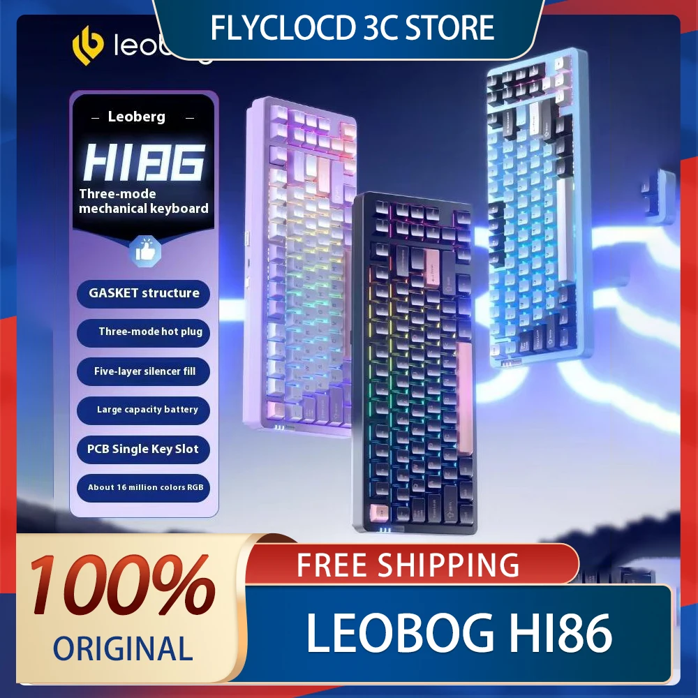 Leobog Hi86 Mechanical Keyboard 3 Mode Aluminium Alloy Gasket Wireless Keyboards Hot Swap Hi8 75% Customize Gamer Keyboard Gifts