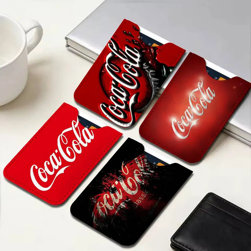 C-Coca Cola Logo PU Leather Card Holder Sleeve for Credit Cards,Secure/Slim Design, Travel Storage Essentials