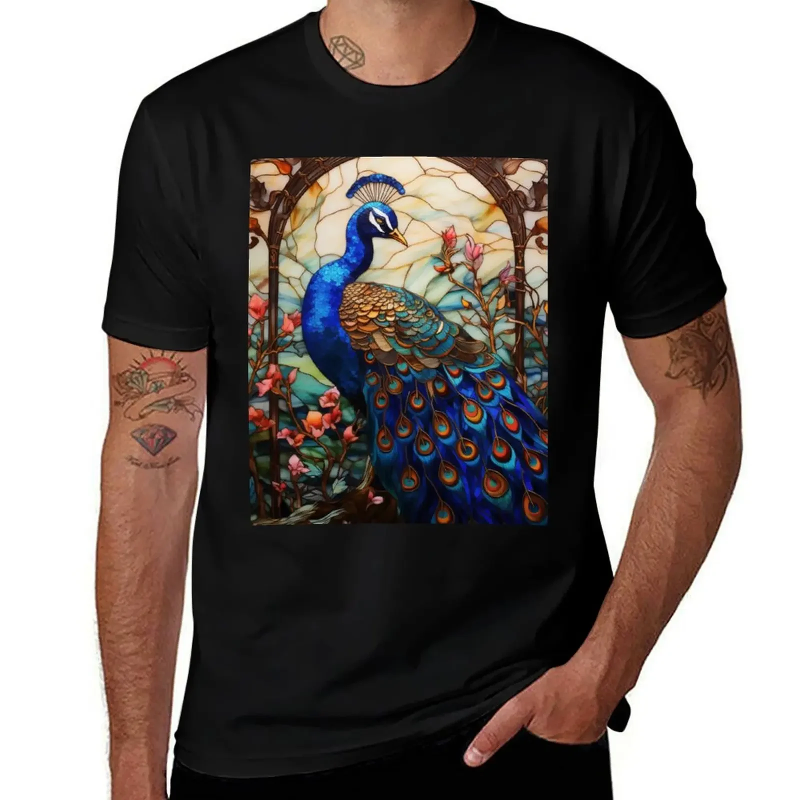 Majestic Peacock Mosaic T-Shirt cotton graphic tees essential t shirt basketball graphic tees men t shirts high quality