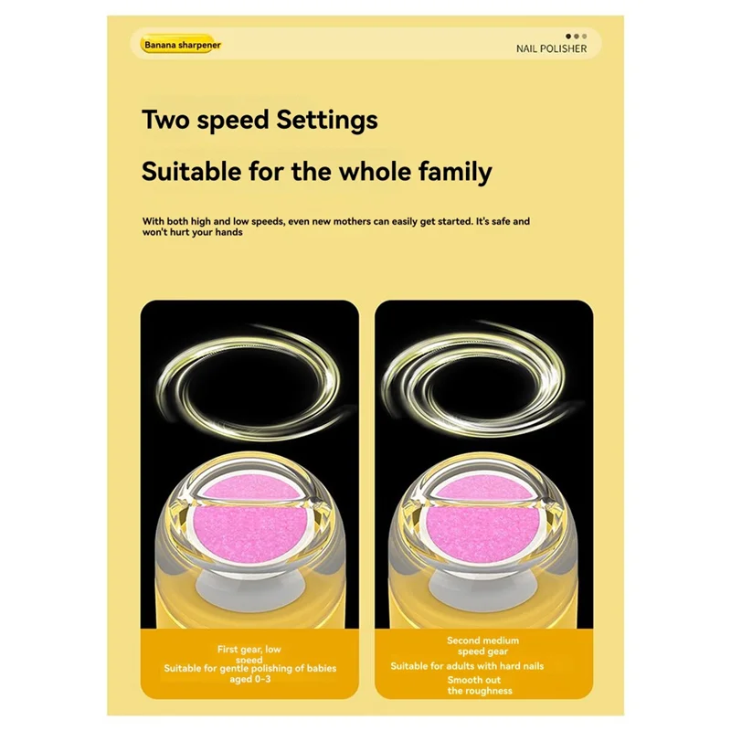 CYGJ-Soft LED Light Baby Electric Nail Clipper Filer Trimmer 6 Attachments Gentle Grinder