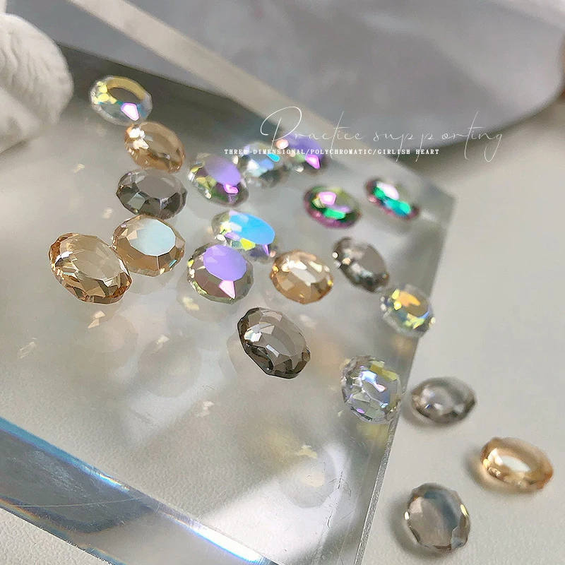 レースオーバルマジックミラーネイルアートラインストーン平底色ガラスクリスタル 3D マニキュア DIY 装飾アクセサリー