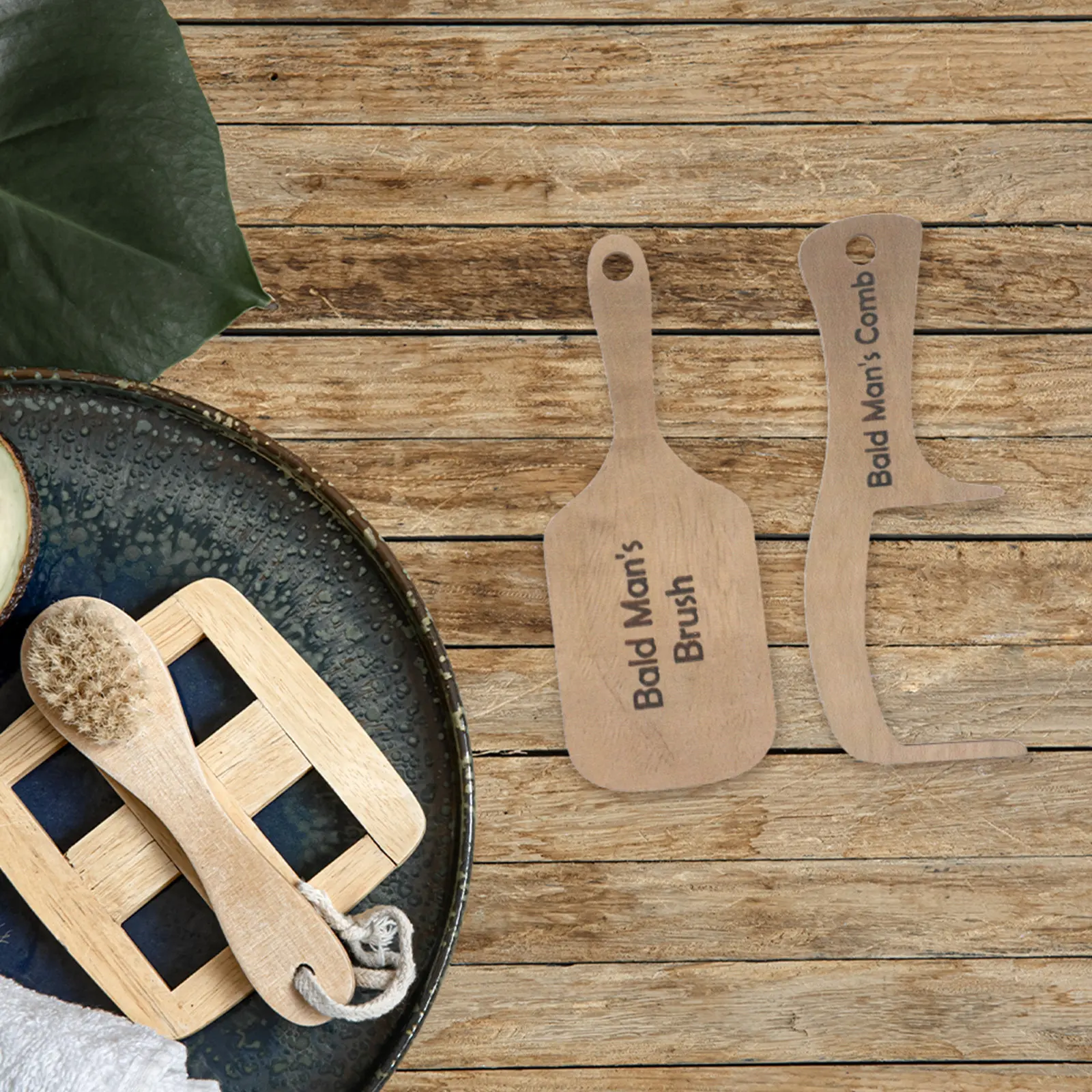 

Набор из 2 уникальных расчесок для лысых мужчин - гладкая деревянная расческа без зубцов, креативный прикольный подарок для шаферов, семейных встреч, на каждый день