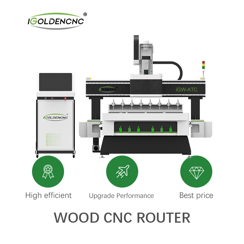Routeur à bois CNC, changeur d'outils automatique, calcul, travail, coupe, machine à rainurer, 3 axes, 1325 Atc, 8x4