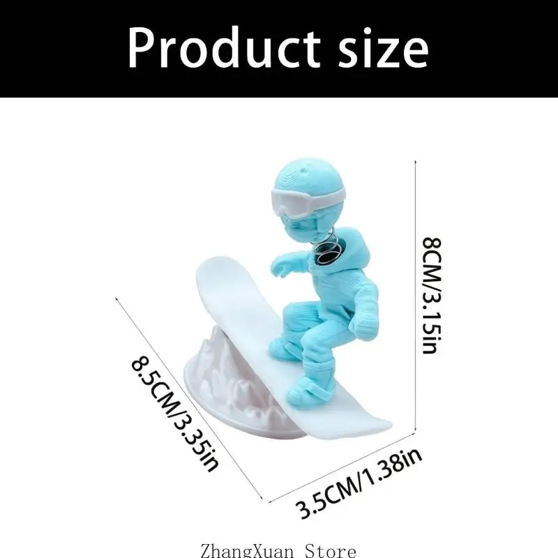 3D-gedruckte kleine Skifigur, Schaukelornament, Geschenk für Autoliebhaber und Sammler 3XUF – Detail 6