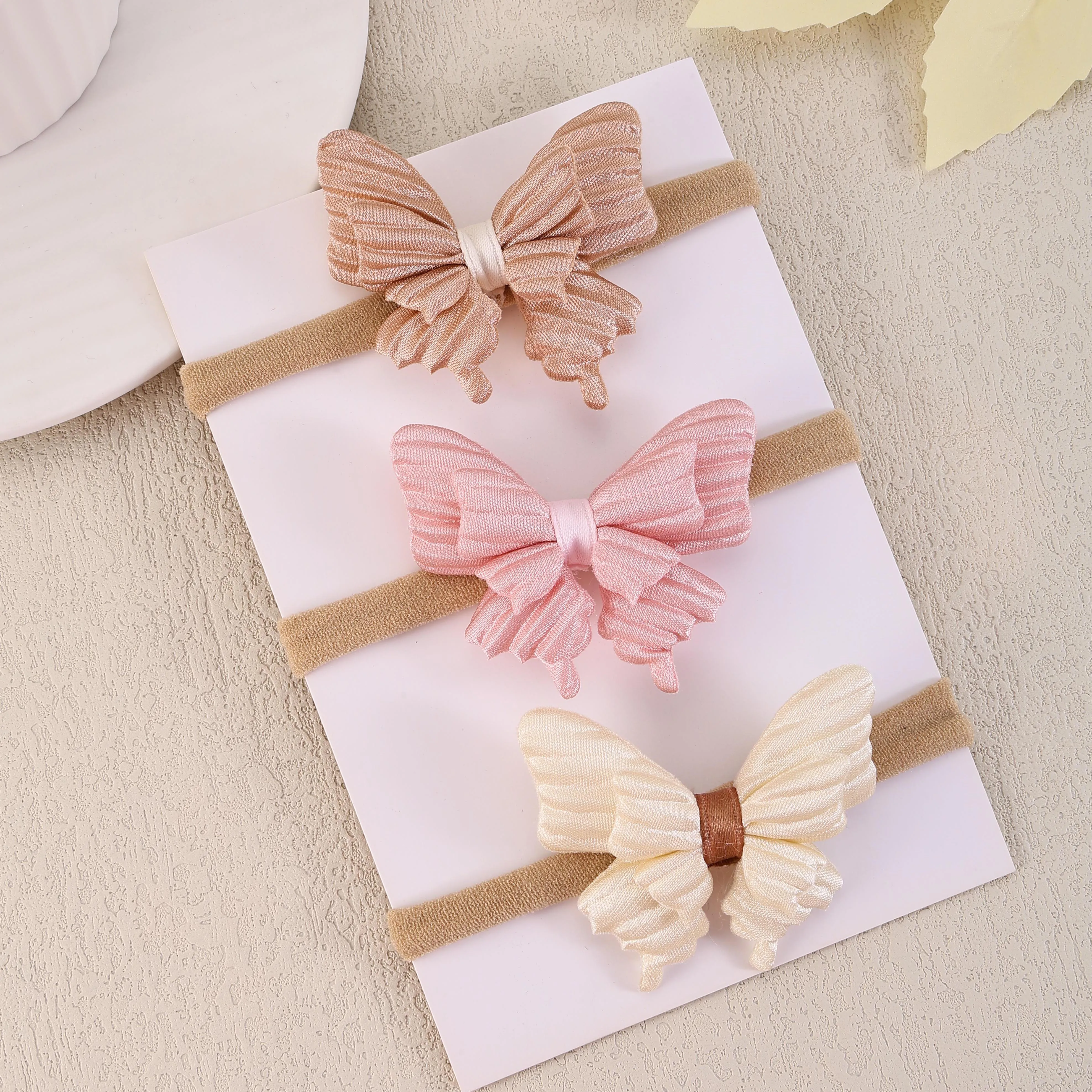 

3Pcs Baby Headbands Butterfly Hairbands Soft Nylon Elastics Handmade Girls Hair Accessories for Newborn Babies Infant Toddlers