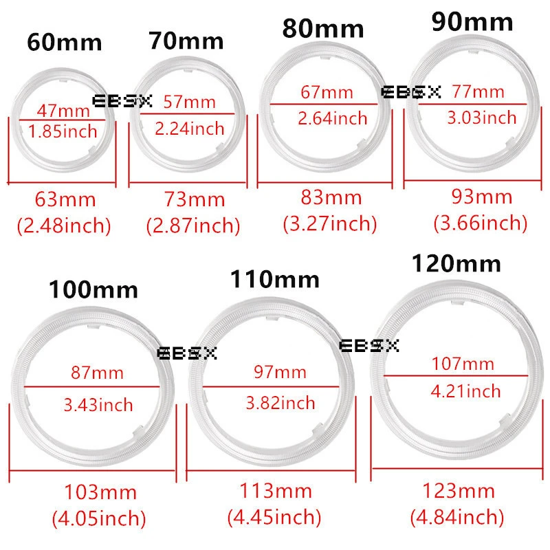 1Pcs 60mm 95mm 120mm COB Angel Eyes With Cover 12-30V Halo Rings For LED Car Motorcycle Scooter Headlights 70mm 90mm 130mm 140mm