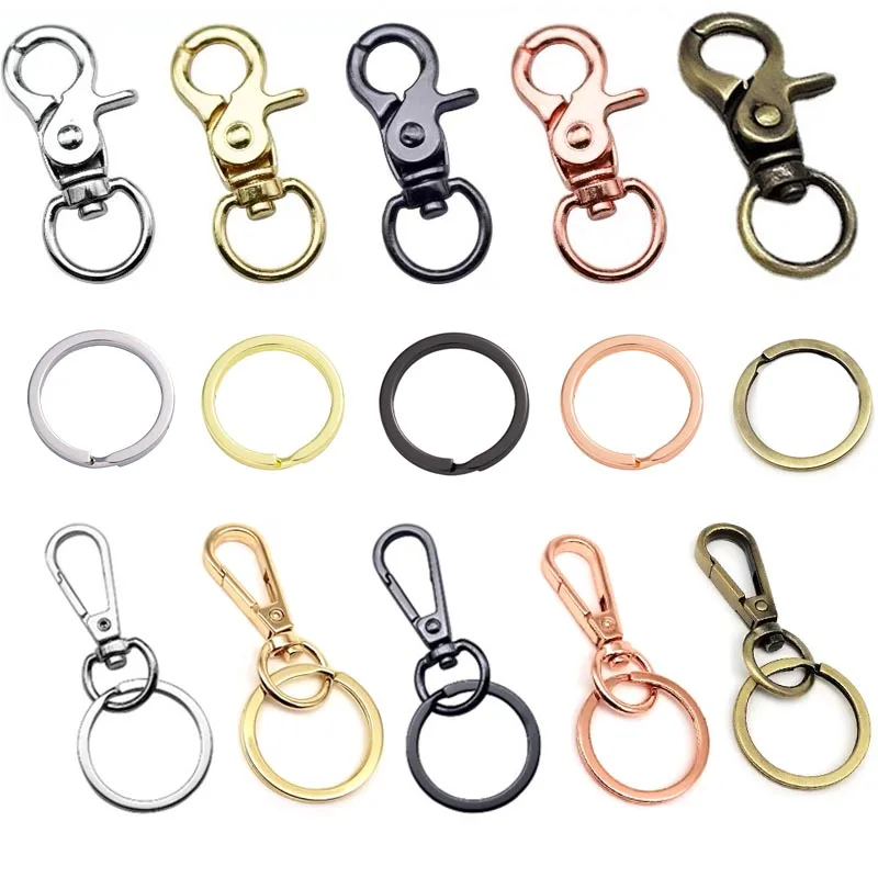 5pcs/metal key chain Rhodium Lobster Clasp Clips Key Hook Keychain Split Key Ring Findings Clasps Keychains Making.