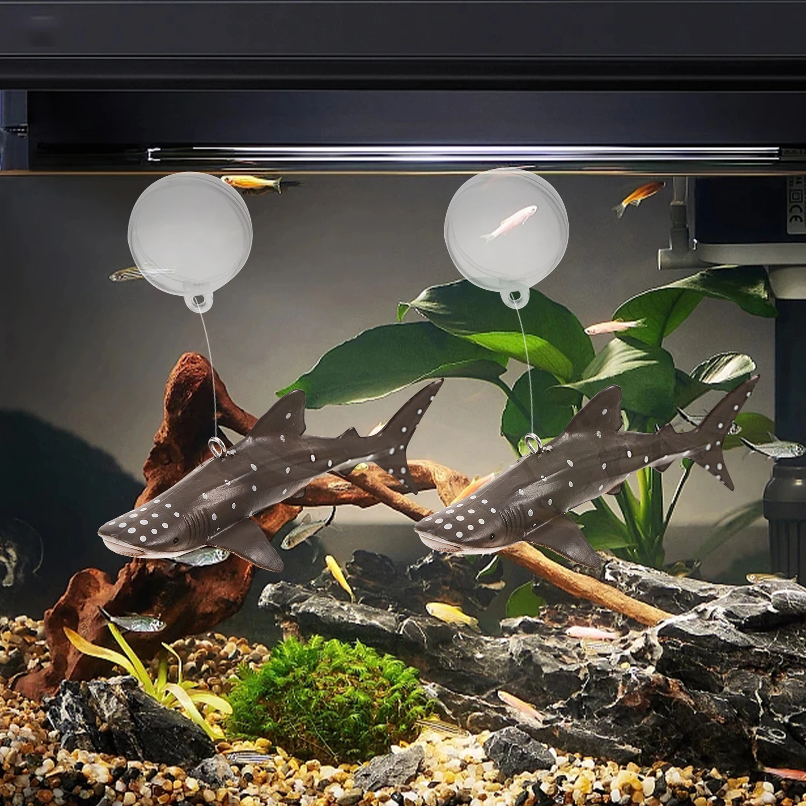 

2 set Whale Shark Floating Decor Durable Safe Material Fish Tank Decoration Aquarium Props Non Fading Lifelike Environment Pet