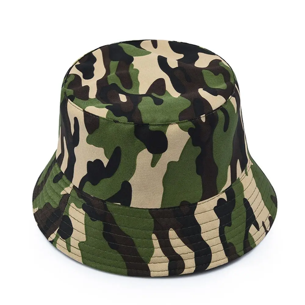 Camouflage Bucket Hat Anti-UV Women Men Beach Sun Hat Wide Brim Visors Foldable Portable Summer Fisherman Cap