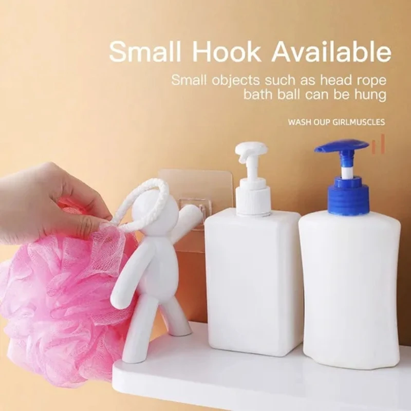 Household Simple Punch-free Wall Hanging Human-shaped Guardrail Hook Rack Bathroom Shelf with Hook Kitchen Storage Rack