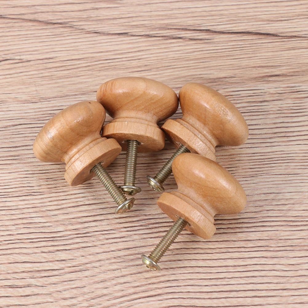 

6Pcs Round Mushroom Cabinet Pull Wooden Drawer Knob for Chest Bin Wardrobe Cupboard Furniture Hardware Accessory