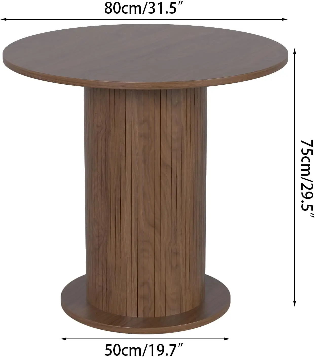 Mesa de comedor redonda para 2, mesa de cocina moderna de granja, mesas de comedor circulares pequeñas con base de tira de madera para cocina y sala de estar