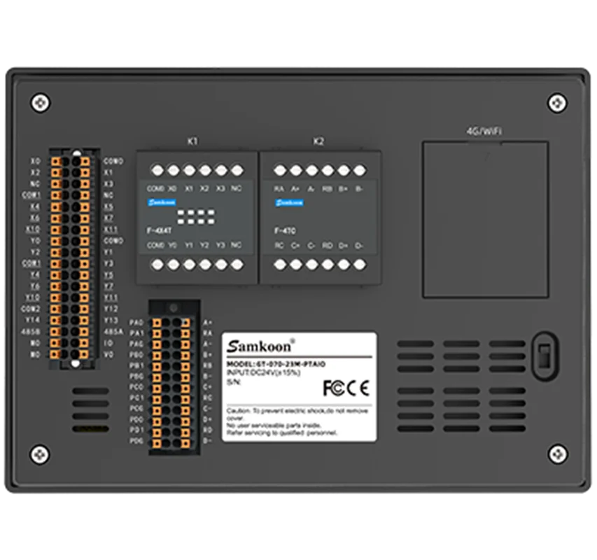 وحدة تحكم PLC الكل في واحد من Samkoon DC24V 10 مدخلات و13 مخرجات و4 نبض عالي السرعة 4 وحدة تحكم إيثرنت عن بعد مدعومة