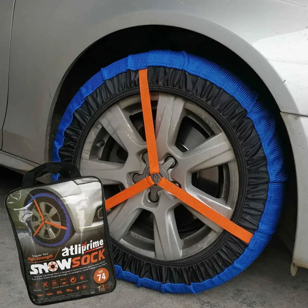 atliprime 2pcs Anti-Skid Safety Ice Mud Tires Snow Chains Auto Snow Chains Fabric Tire Chains Auto Snow Sock on Ice and Snowy Ro