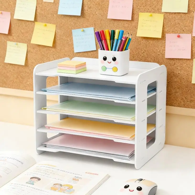 

5-уровневый органайзер для файлов, водонепроницаемый настольный держатель для документов из ПВХ, для хранения бумаг и писем на рабочем столе, для офиса, дома и школы