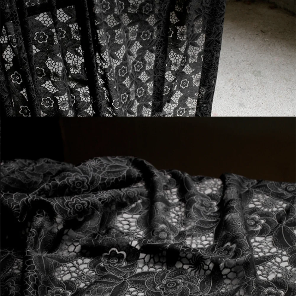 

Черная ажурная сетчатая ткань для шитья свадебного платья своими руками, юбка средней длины, дизайнерская модная ткань, оптовая продажа, материал