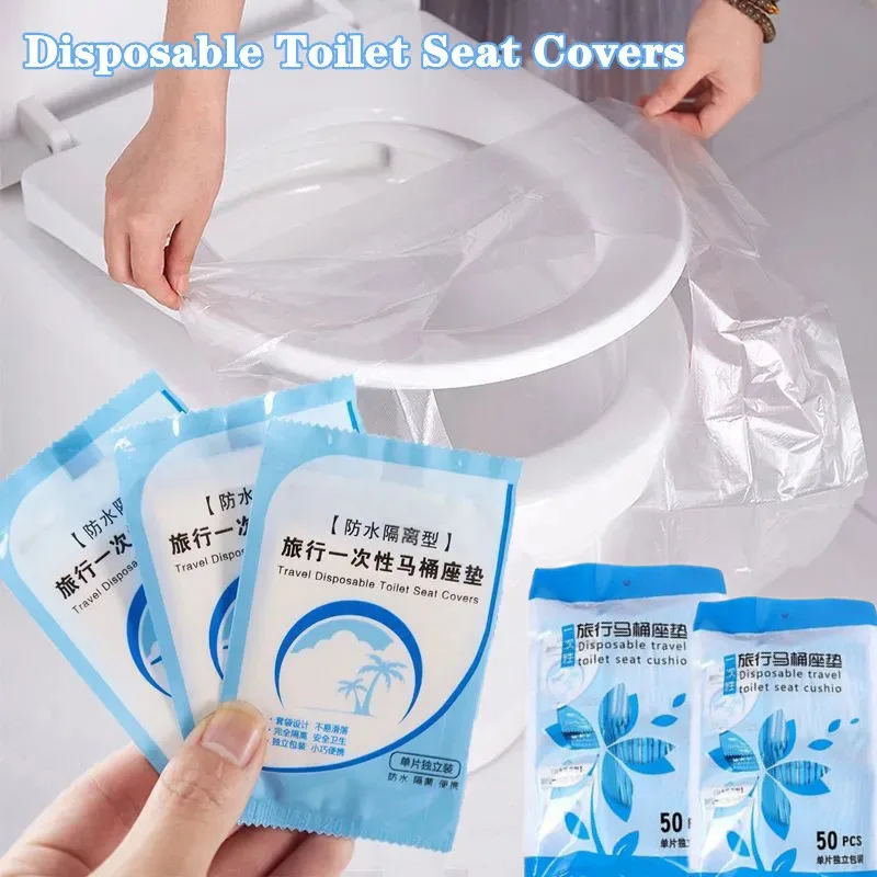 50/100pcs Disposable Toilet Seat Cover Mat 100% Waterproof Portable Safety Toilet Seat Pad for Travel/Camping Bathroom Accessory