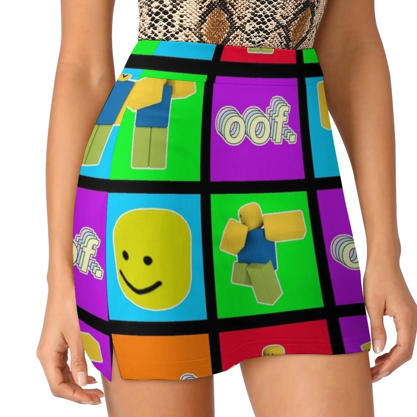 Oof Dabbing Dab Noob Pattern Big Head Women's skirt Aesthetic skirts New Fashion Short Skirts Oof Roblocks Noob Tpose T Pose