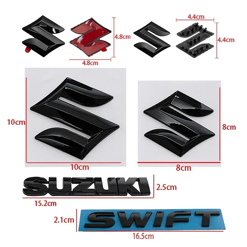 

Для Suzuki Swift автомобильный логотип передний задний значок наклейка на руль центр эмблема наклейка на багажник 2/3/4/5 шт. ABS глянцевый черный заменен