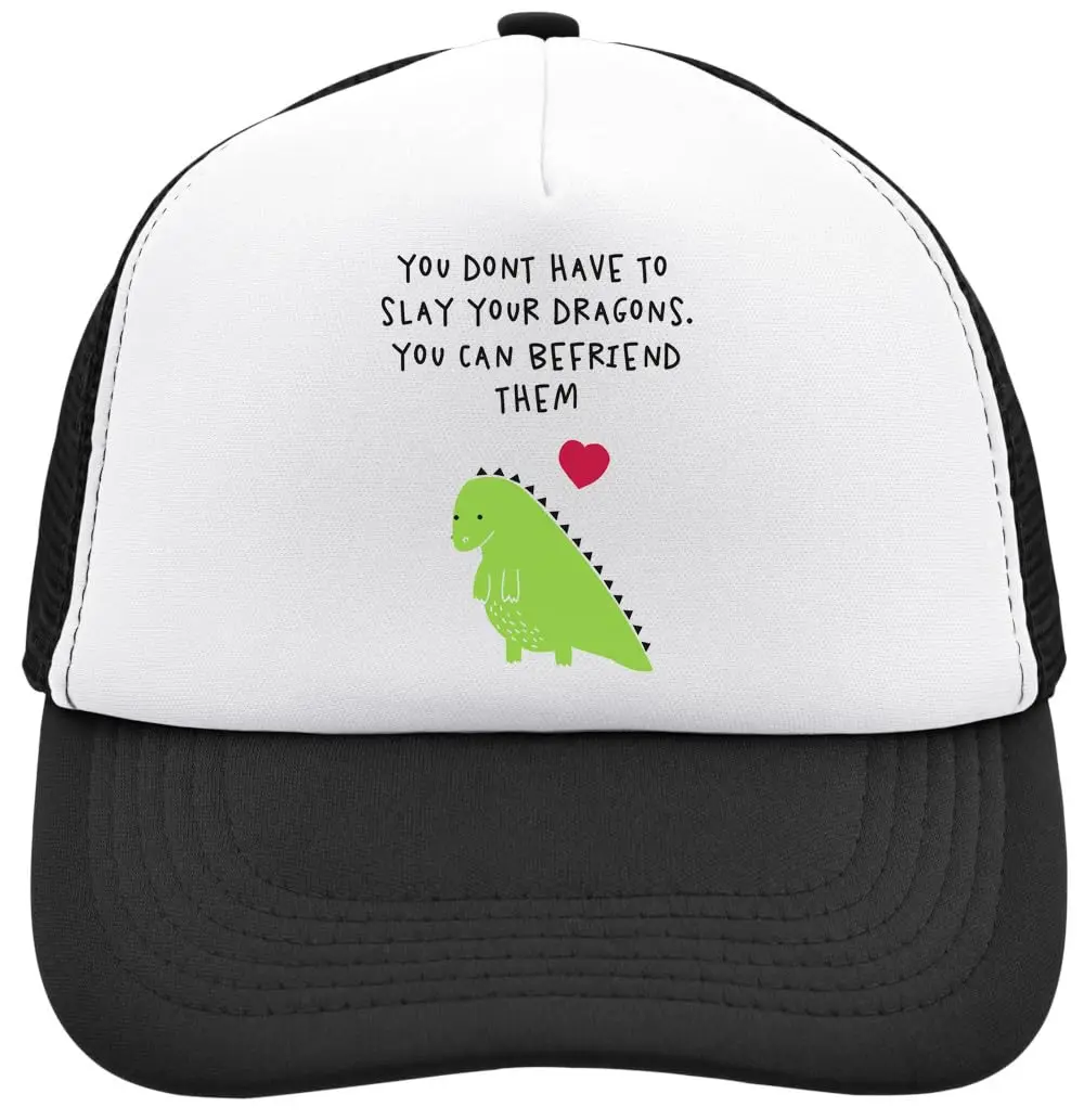 Vous n'avez pas besoin de tuer vos dragons. You Can Befriend Them Mesh Back Trucker Cap, Snapback réglable, Casu Hat, Blanc, Noir, Osz