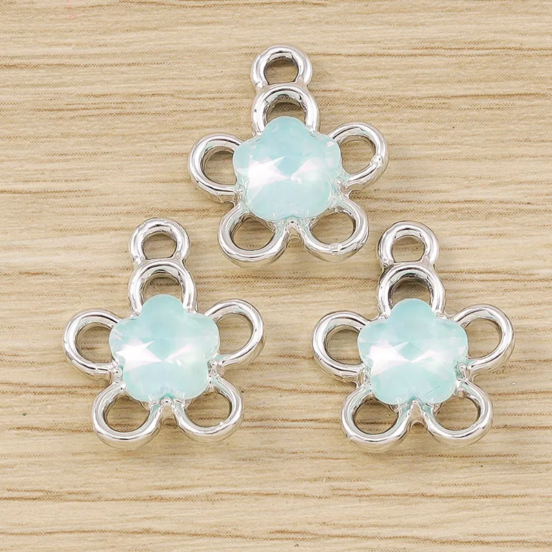 Tusember 10 Stück 14*18mm Niedliche Exquisite Kristallblumen-Anhänger für Schmuckherstellung DIY Tropfenohrringe Halskette Basteln – Detail 19