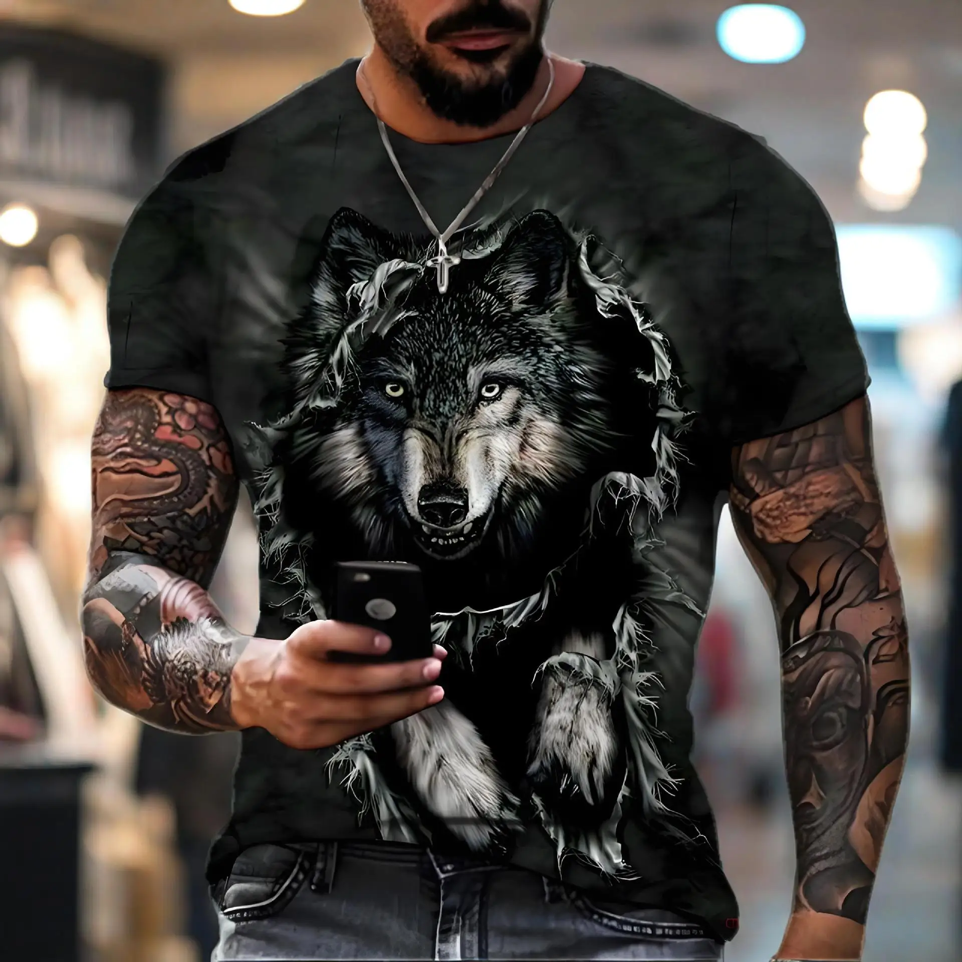 Men's 3D Animal Print T-Shirt - alternate angle
