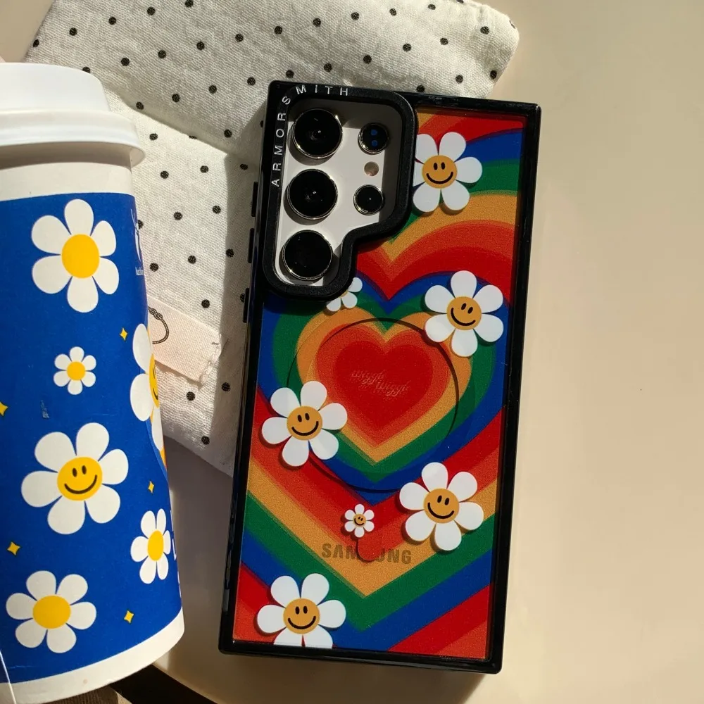 عباد الشمس المبتسم مناسبة لحافظة الهاتف Samsung S25 Plus/24 Ultra S24 Plus/23/حافظة واقية إبداعية لطيفة مضادة للسقوط #2