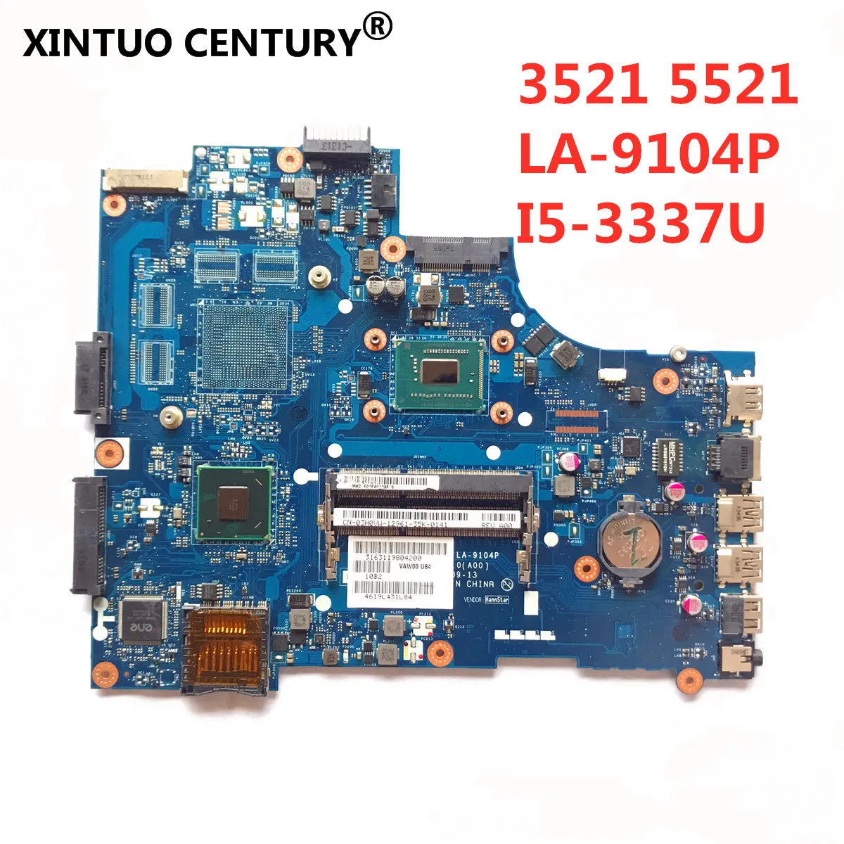 

CN-0760R1 Laptop Motherboard for Dell Inspiron 3521 5521 Motherboard VAW00 LA-9104P with CPU SR0XL I5-3337U DDR3L 100% Test Work