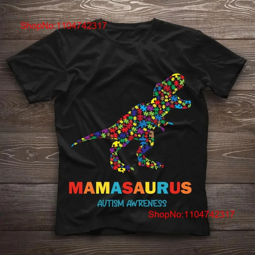 Dinosaure T rex Mamasaurus sensibilisation à l'autisme Puzzle chemise Swe vintage lavé homme haut tendance pour un usage quotidien confortable