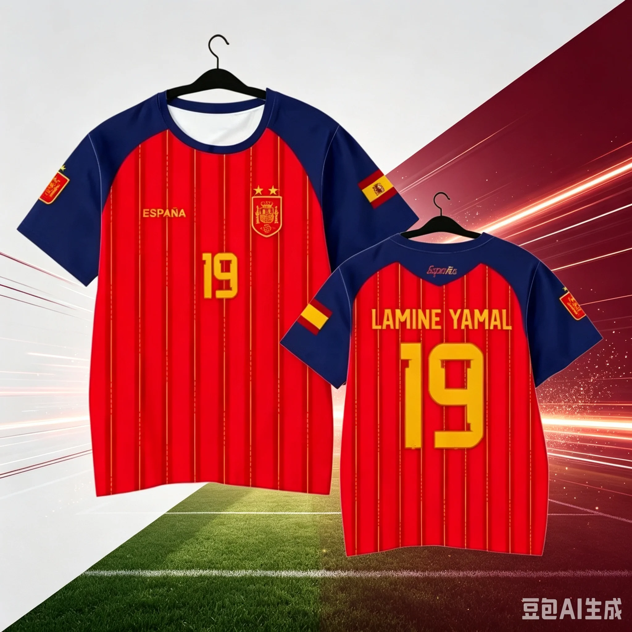 2026 Spanish Champion Two-Star Commemorative Yamal Football Jersey Summer Casual Training Quick-drying T Shirt Family Matching