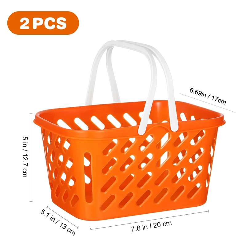 2pcs 쇼핑 바구니 장난감, 어린이를위한 손잡이가있는 어린이 식료품 바구니 식료품 바구니 장난감 놀이 척
