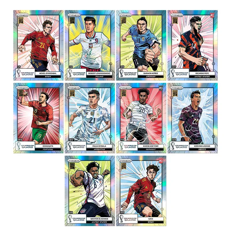 بانيني بريزم 2022 كأس العالم مانغا ليفاندوفسكي جافي FC برشلونة لتقوم بها بنفسك محلية الصنع نجم كرة القدم بطاقة التداول هدية عيد ميلاد مجموعة