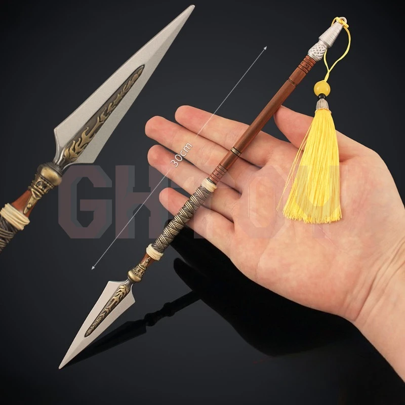 30cm/11.81in Diablo 2 게임 주변기기 대형 부활 창 모델 긴 총 장난감 컬렉션 입상 데스크탑 디스플레이