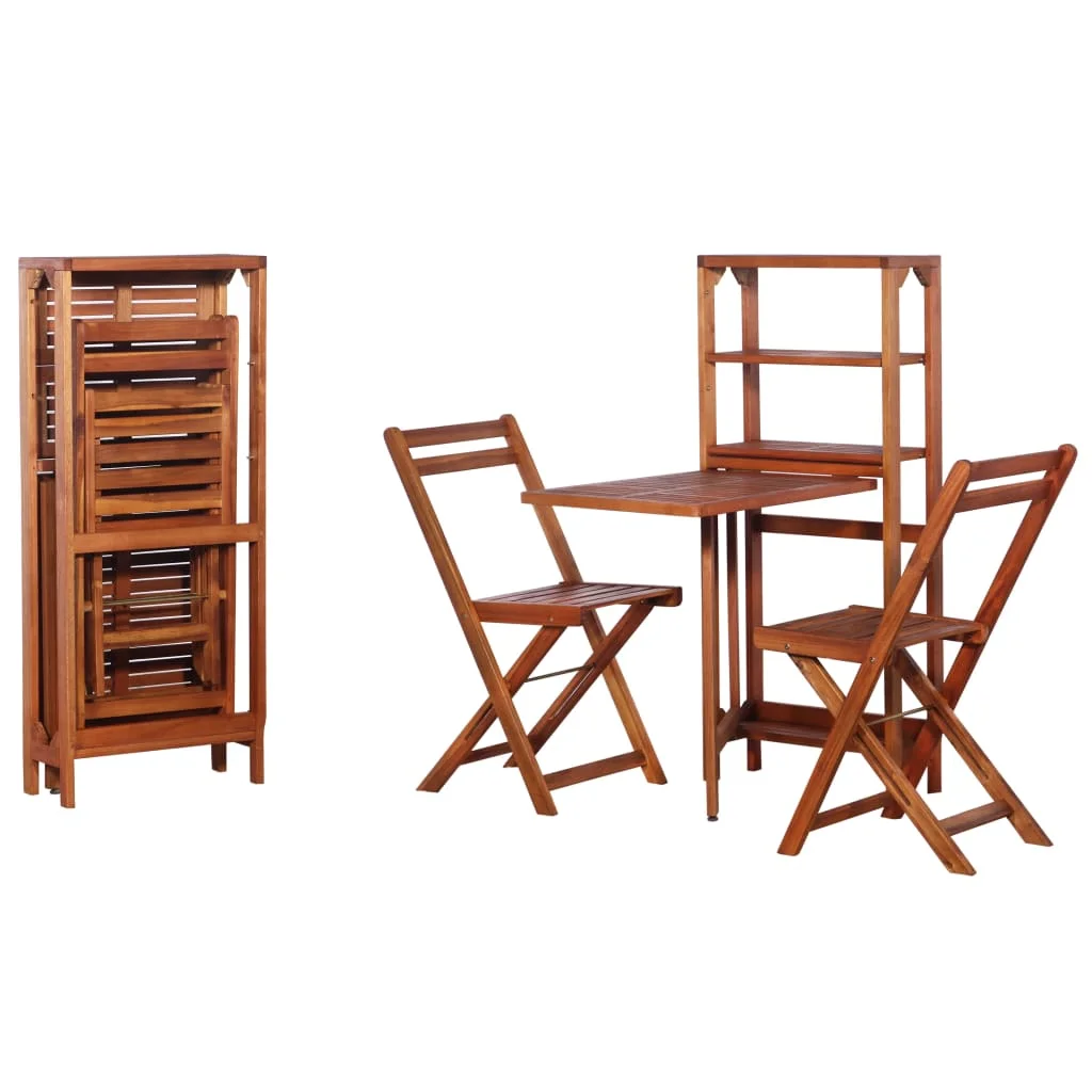 

3 Piece Folding Bistro Set Solid Acacia Wood A Outdoor Table and Chair Sets Outdoor Furniture Sets