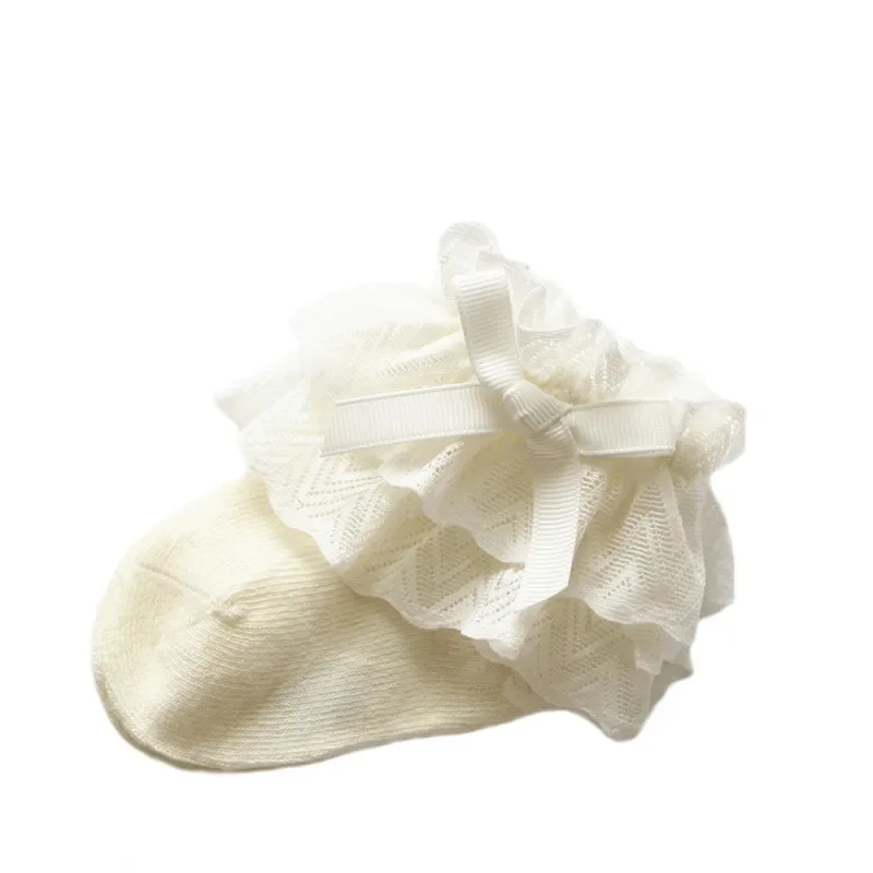 جديد أربعة مواسم القطن لينة الطفل الجوارب العامة الكورية أزياء من الدانتل كشكش الأميرة الجوارب الوليد جميل القوس الرضع جورب قصير #5