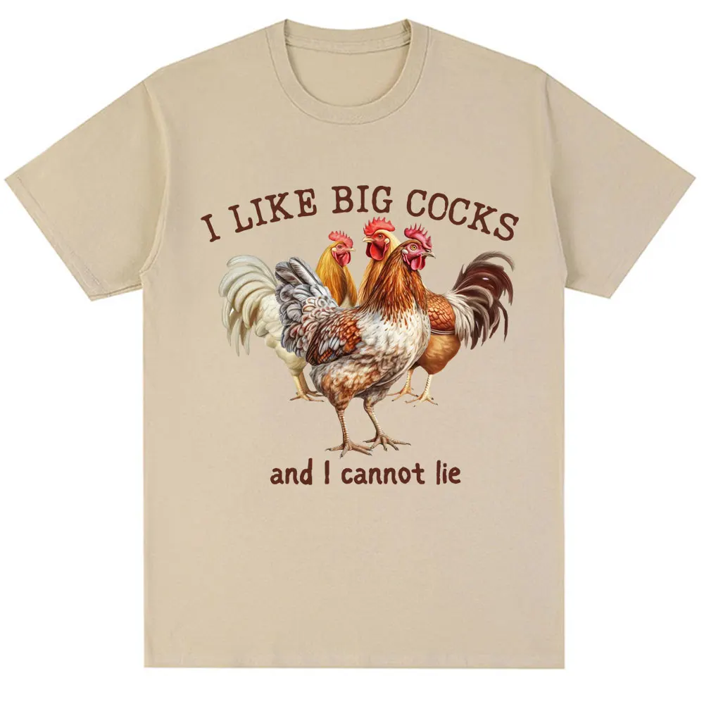 

I Like Big Cocks and I Cannot Lie Roosters Funny Meme T-shirt Humor Joke Women Short Sleeve Vintage T Shirt Personality Y2K Top