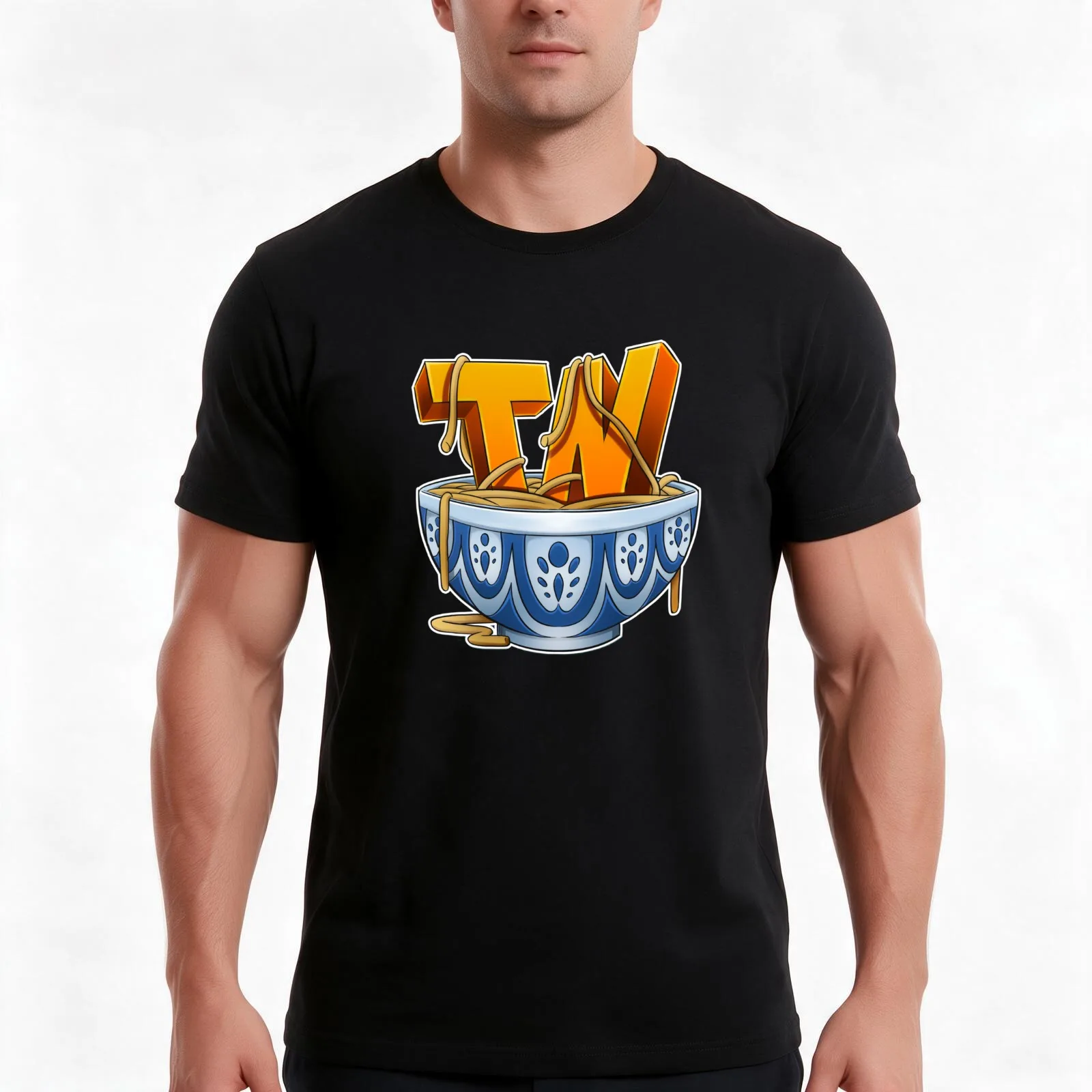 T-shirt amusant à l'effigie d'un bol japonais mignon pour nouilles, motif artistique de jeu, t-shirt décontracté d'été en coton, hauts streetwear oversize