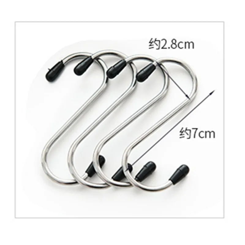 4PPcs S Shaped Hook Stainless Steel Kitchen Bedroom Multi-function Railing S Hanger Hook Clasp Holder Hooks Hanging Storage Tool
