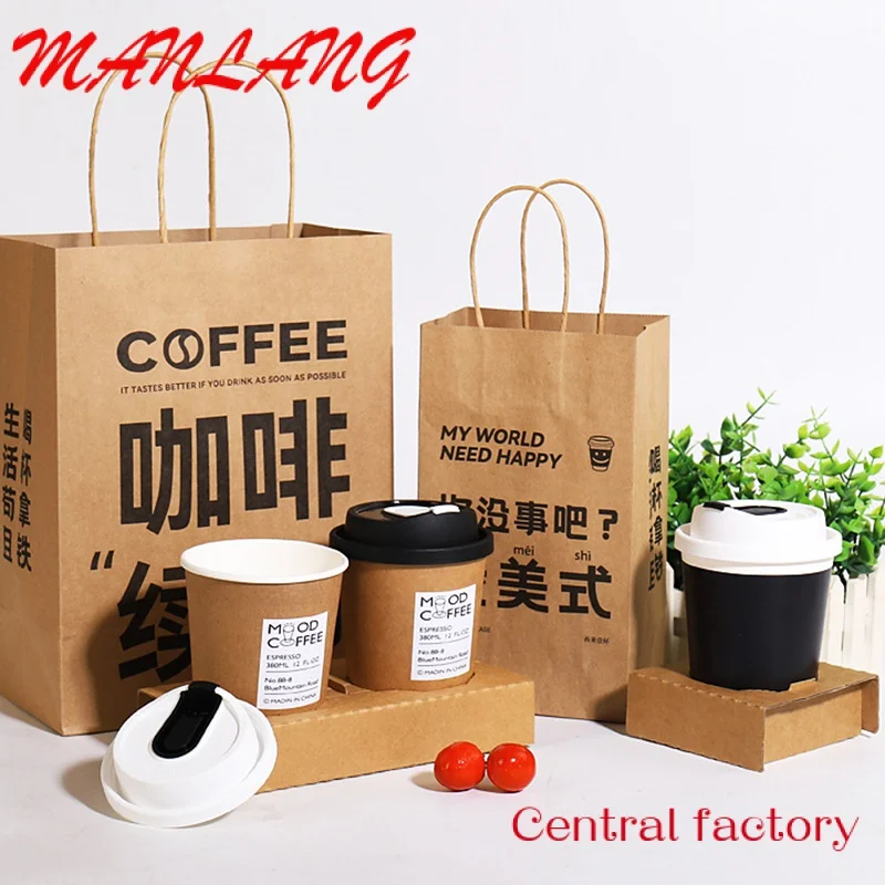 

Custom Eco Friendly Custom Printed Food Packaging Take Away Brown Kraft Paper Bag Takeaway Restaurant To Go Kraft Paper Bags Wi