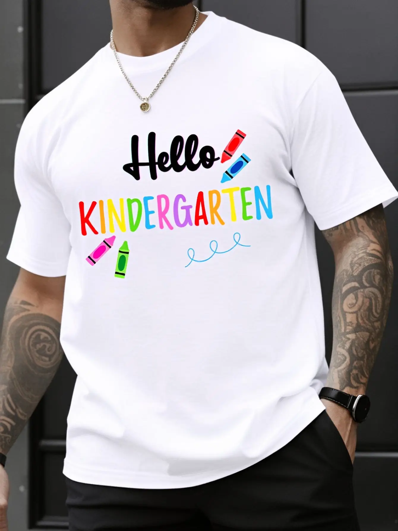 Hello Kindergarten Crayons Teacher Student Back To School T-Shirt