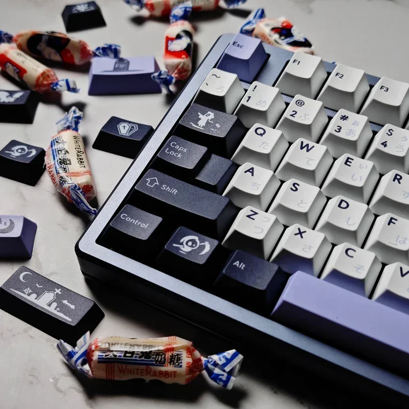 DOMIKEY Zero-G Studio Keycaps Custom Midnight NgrAGPsZ Keycap PBT Cherry Profile Ergonomic Cartoon Point Key Caps for Gamers